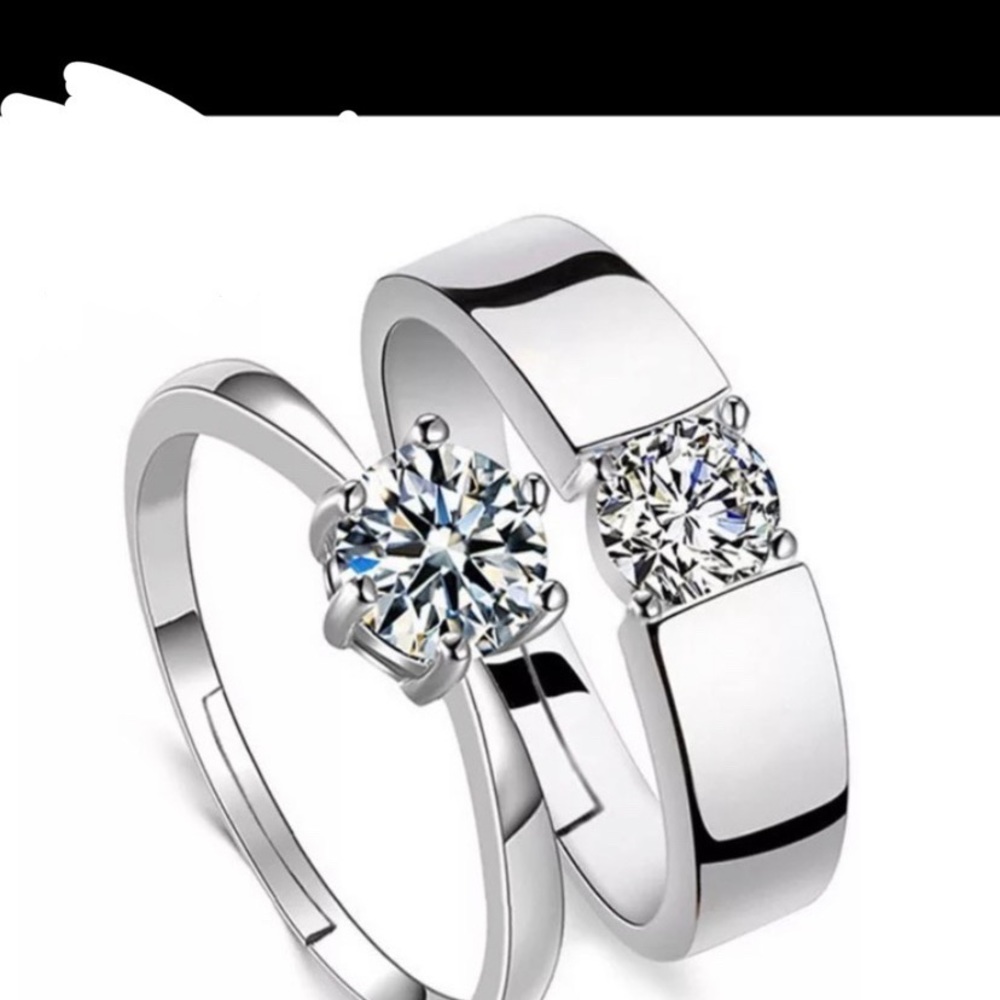 New stamped sterling silver couple diamond ring - Picture 6 of 7